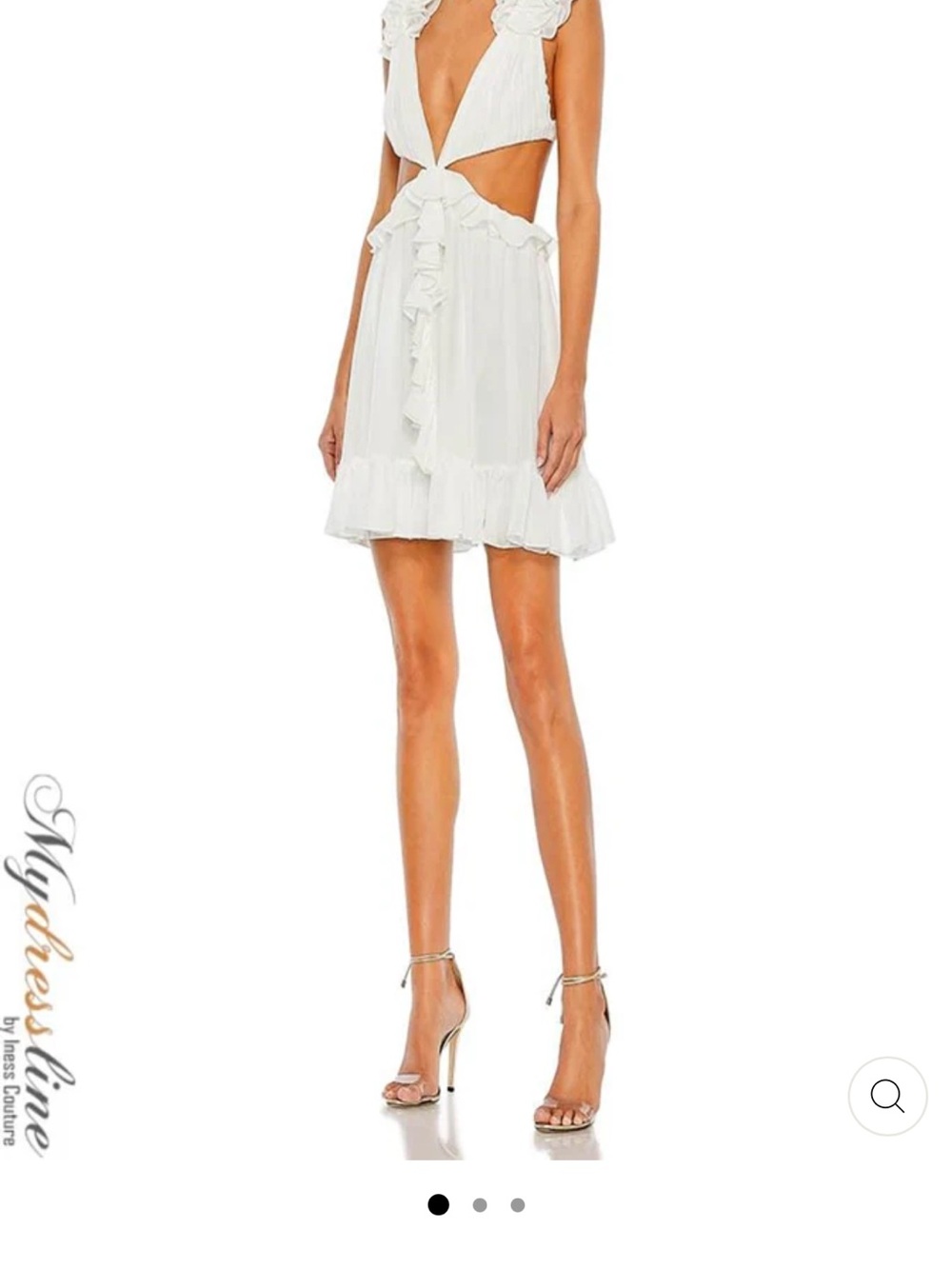 Mac Duggal White Ruffle Cutout Mini Dress